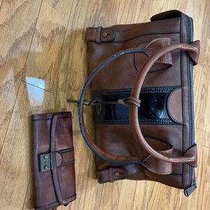 Fossil leather purse and matching wallet